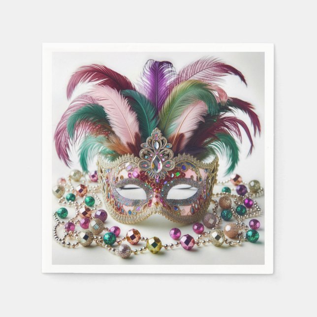 Jewelled Mardi Gras Mask  Napkin (Front)