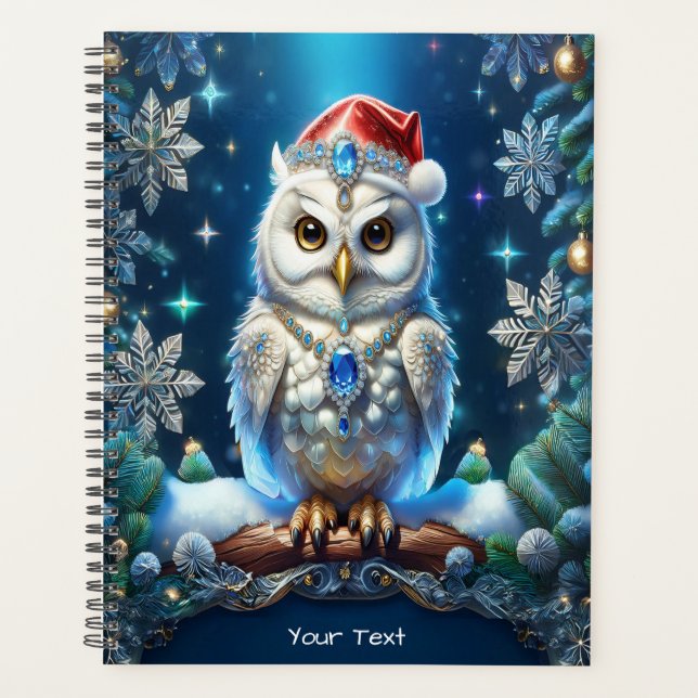 Jewelled Owl with Santa Hat Planner (Front)