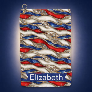 Jewelled Patriotic Strata Personalised Golf Towel
