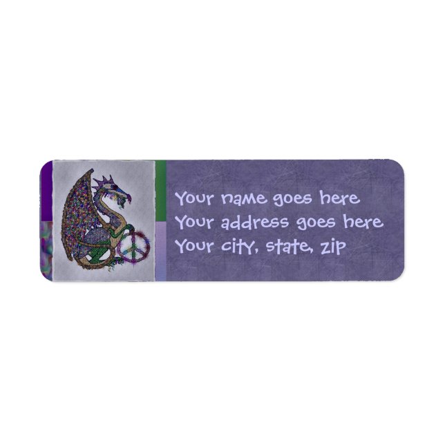 Jewelled Peace Dragon Return Address Label (Front)