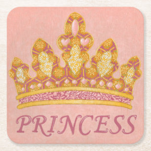 Jewelled Princess Crown by Chariklia Zaris Square Paper Coaster