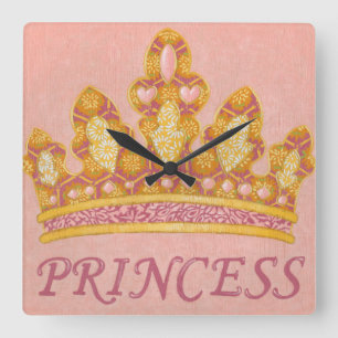 Jewelled Princess Crown by Chariklia Zaris Square Wall Clock