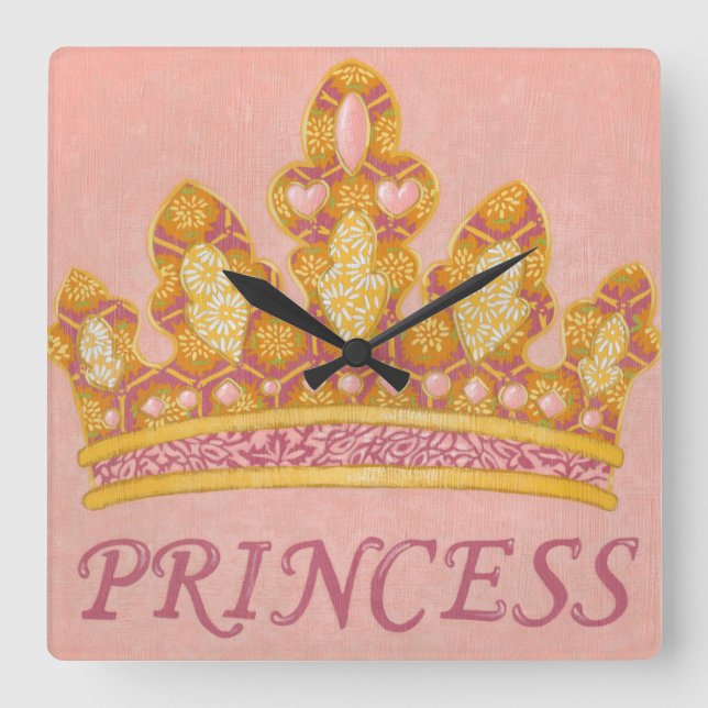 Jewelled Princess Crown by Chariklia Zaris Square Wall Clock (Front)