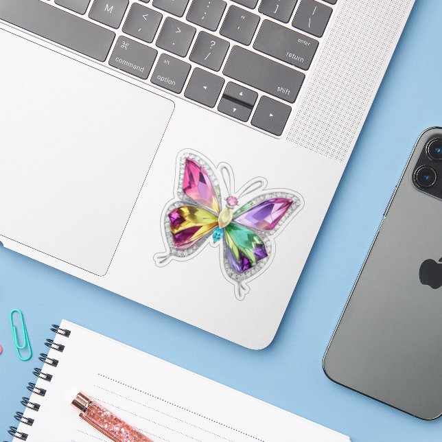 Jewelled Rainbow Crystal Butterfly (Laptop w/ iPhone)