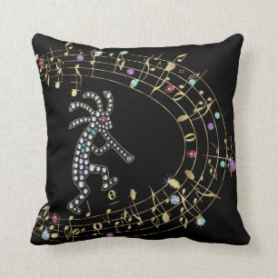 Jewelled Rhinestone Kokopelli Throw Pillow