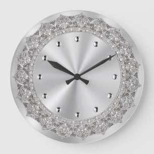 Jewelled Silver Large Clock
