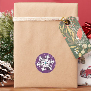 Jewelled Snowflake Maroon Round Envelope Sticker