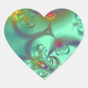Jewelled Staircase - Abstract Emerald Kaleidoscope Heart Sticker