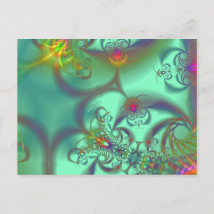 Jewelled Staircase - Abstract Emerald Kaleidoscope Postcard