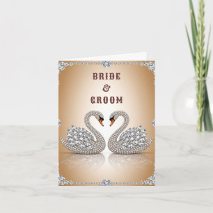 Jewelled Swan Love Symbol With Golden Crystal Card