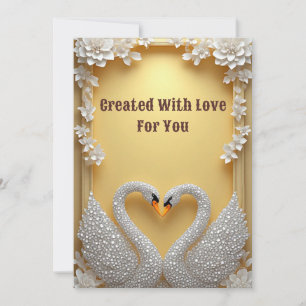 Jewelled Swans Facing Elegant Mirror Scene Save The Date