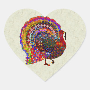 Jewelled Turkey Heart Sticker