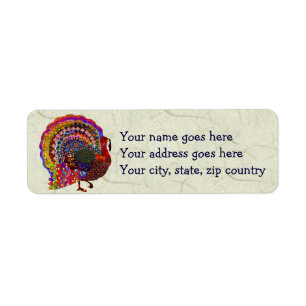 Jewelled Turkey Return Address Label