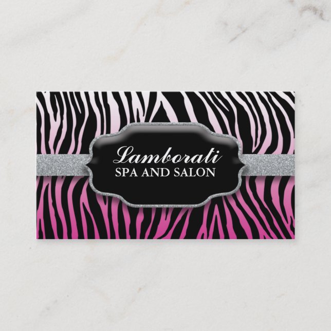 Jeweller Jewellery Zebra Print Diamond Pink Business Card (Front)