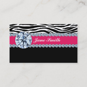 Jeweller Jewellery Zebra Print Diamond Sparkle Business Card