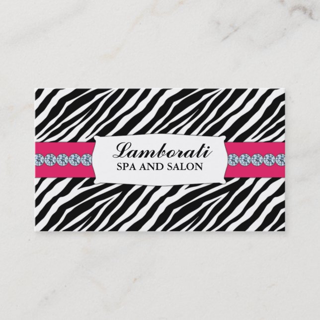 Jeweller Jewellery Zebra Print Diamond Sparkle Business Card (Front)