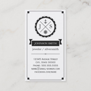 Jeweller / Silversmith - Retro Nautical Monogram Business Card