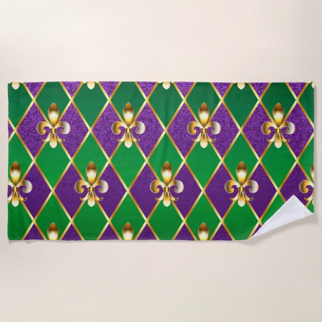 Jewellery Background Mardi Gras Beach Towel (Front)