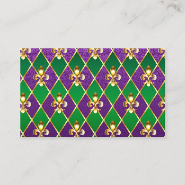 Jewellery Background Mardi Gras Business Card (Front)