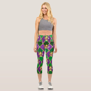 Jewellery Background Mardi Gras Capri Leggings