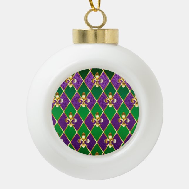 Jewellery Background Mardi Gras Ceramic Ball Christmas Ornament (Front)