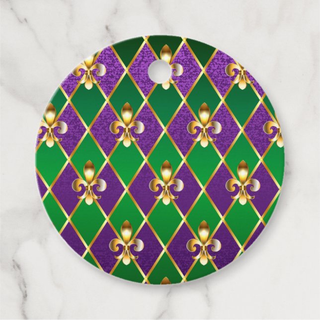 Jewellery Background Mardi Gras Favour Tags (Front)