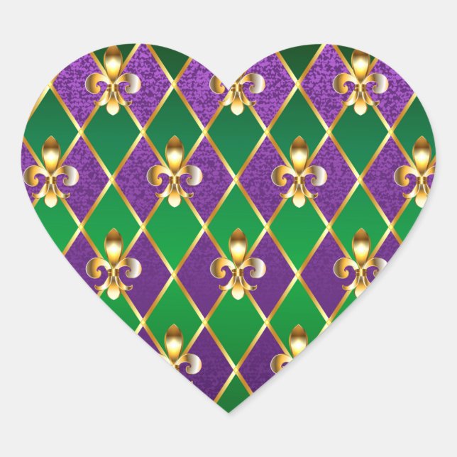 Jewellery Background Mardi Gras Heart Sticker (Front)