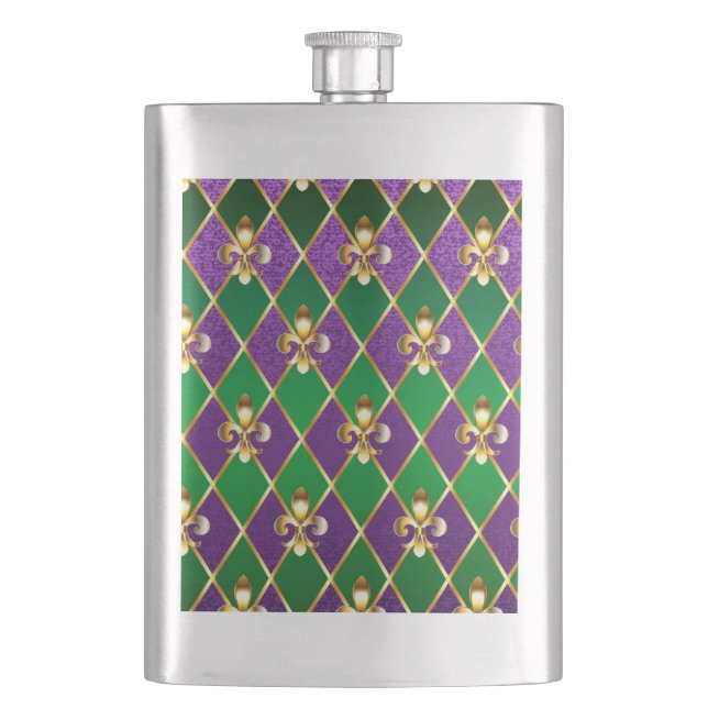 Jewellery Background Mardi Gras Hip Flask (Front)
