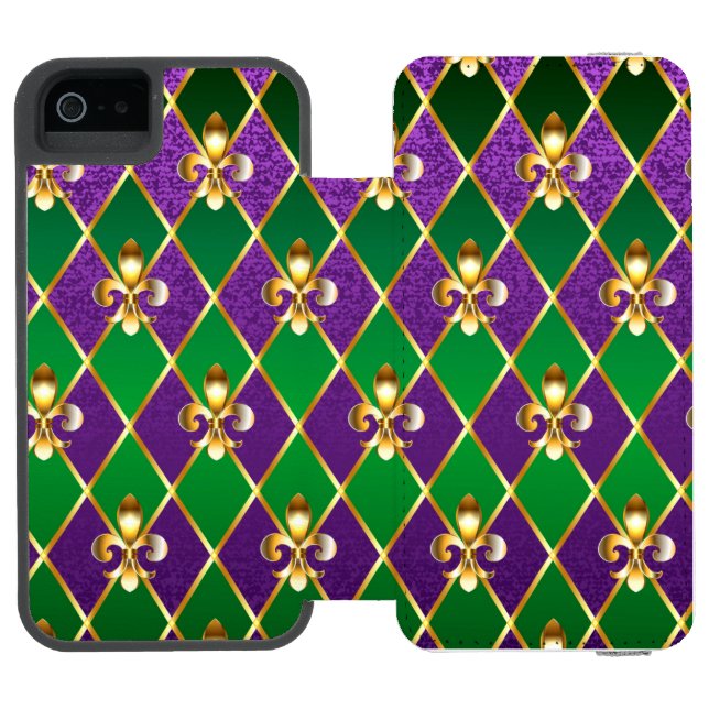 Jewellery Background Mardi Gras Incipio iPhone Wallet Case (Folio Open)