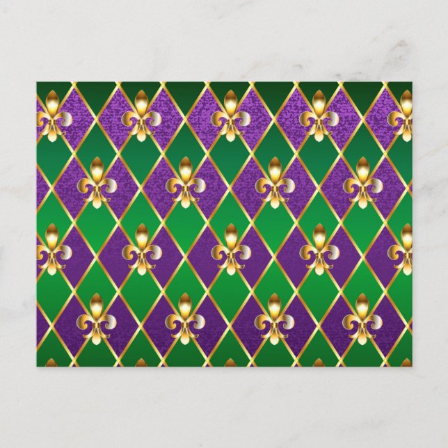 Jewellery Background Mardi Gras Invitation Postcard (Front)