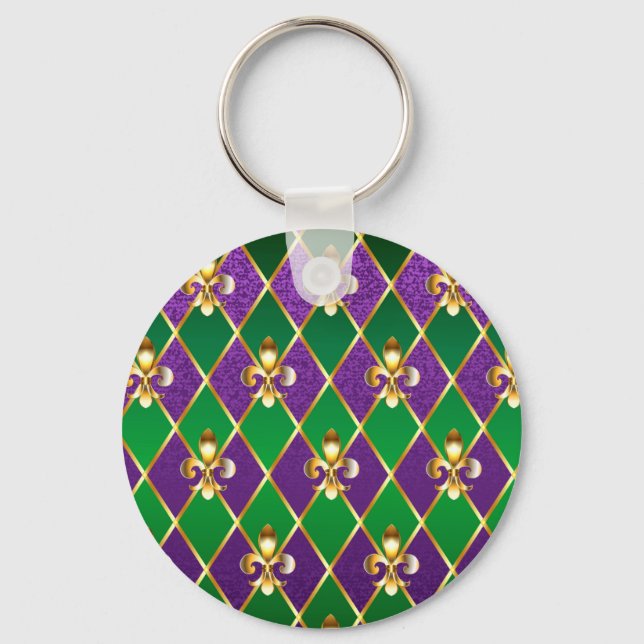 Jewellery Background Mardi Gras Key Ring (Front)