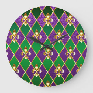 Jewellery Background Mardi Gras Large Clock