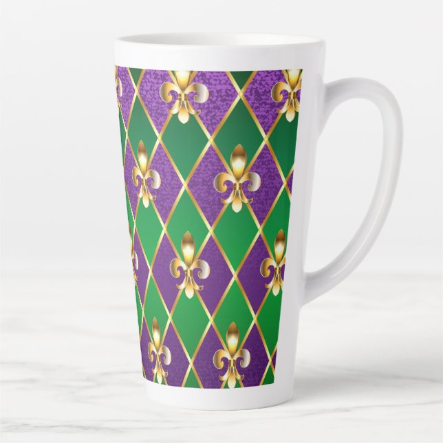 Jewellery Background Mardi Gras Latte Mug (Right)