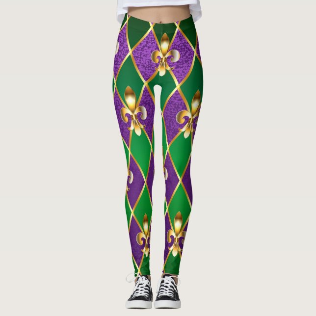 Jewellery Background Mardi Gras Leggings (Front)