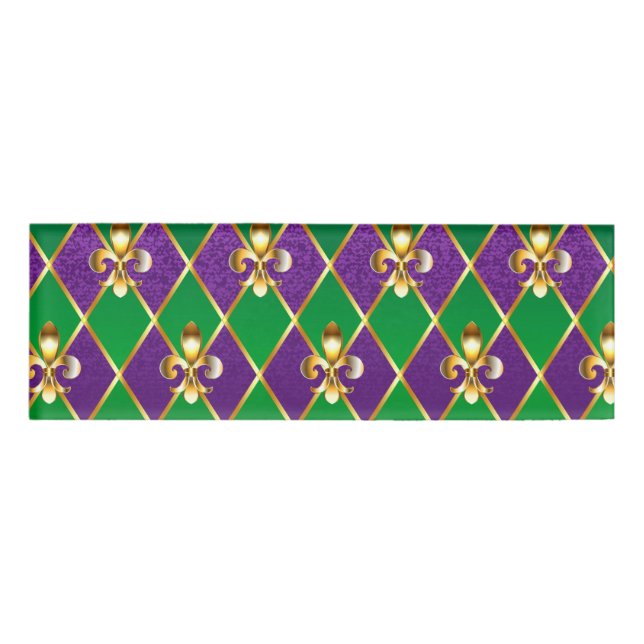 Jewellery Background Mardi Gras Name Tag (Front)