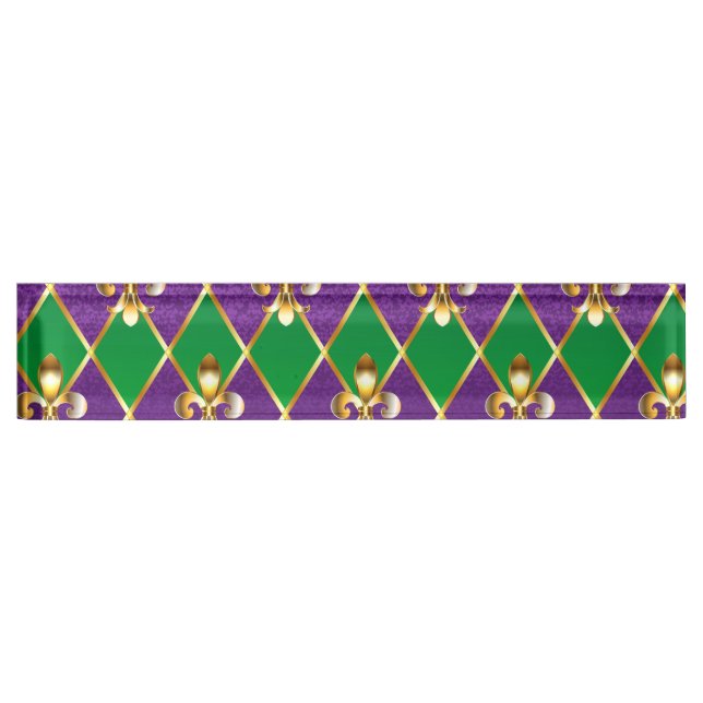 Jewellery Background Mardi Gras Nameplate (Front)