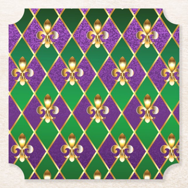 Jewellery Background Mardi Gras Paper Coaster (Front)