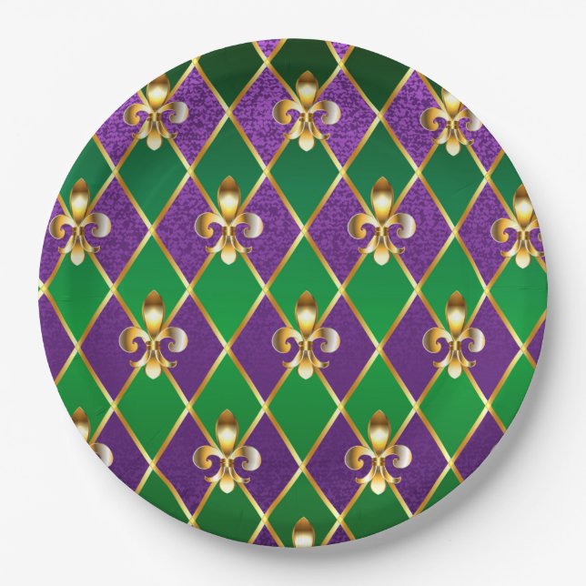 Jewellery Background Mardi Gras Paper Plate (Front)