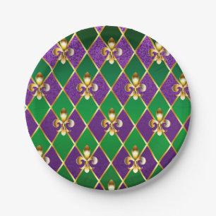 Jewellery Background Mardi Gras Paper Plate