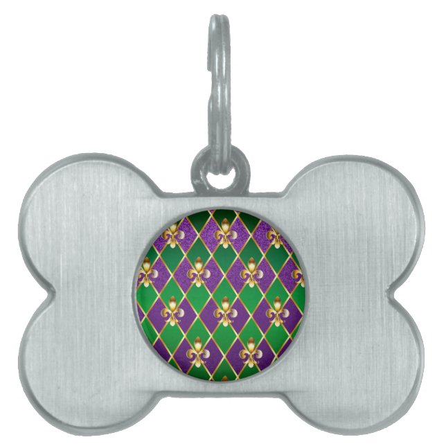 Jewellery Background Mardi Gras Pet ID Tag (Front)
