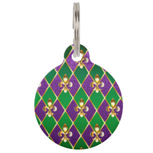 Jewellery Background Mardi Gras Pet Tag