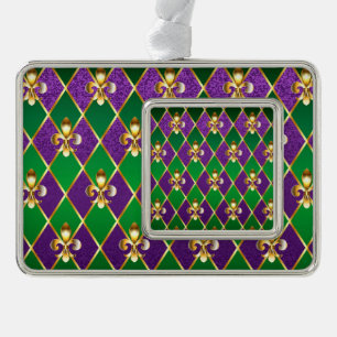 Jewellery Background Mardi Gras Silver Plated Framed Ornament