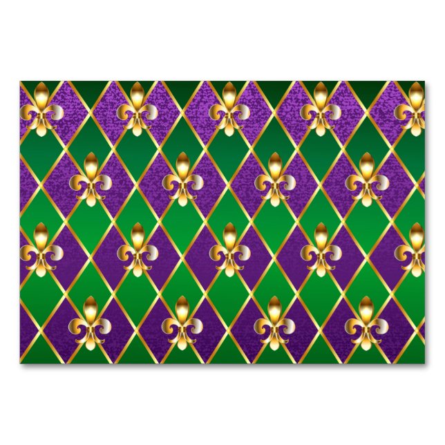 Jewellery Background Mardi Gras Table Number (Front)