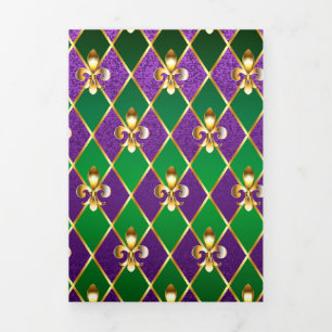 Jewellery Background Mardi Gras Tri-Fold Invitation
