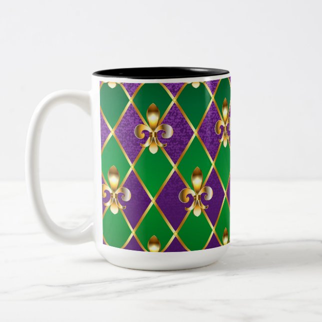 Jewellery Background Mardi Gras Two-Tone Coffee Mug (Left)