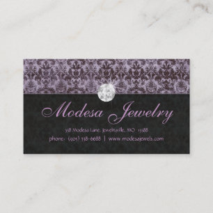 Jewellery Business Card Birthstones Damask Purple