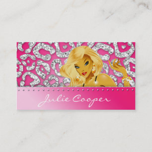 Jewellery Business Card Pink Silver Leopard