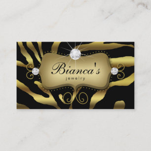 Jewellery Business Card Zebra Gold Diamonds