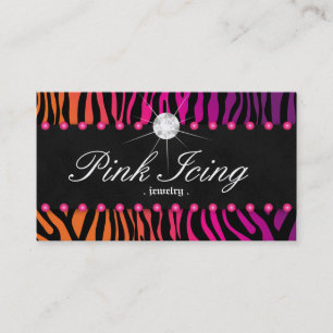 Jewellery Business Card Zebra Orange Purple Dots