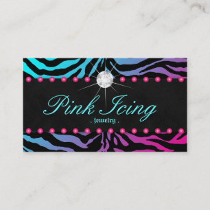 Jewellery Business Card Zebra Pink Dots Blue Pink